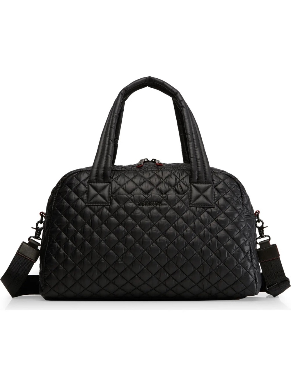 MZ Wallace Quilted Black Duffel with Removable Strap